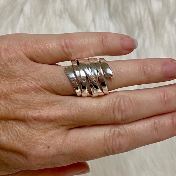 Chunky Sterling Silver Wraparound Highway Fashion Ring - Picture 9 of 11